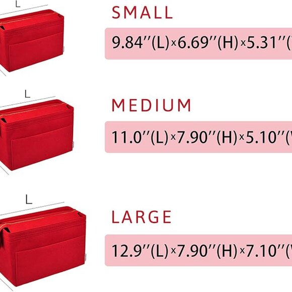 Vercord Felt Zipper Handbag Tote Purse Duffel Backpack Organizer Insert Rose - Picture 2 of 7